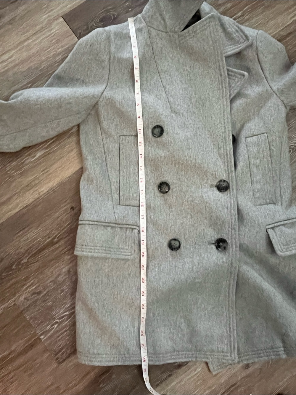 Banana Republic Womens XXS Petite Light Grey Wool Blend Double-Breasted Peacoat - Picture 6 of 15